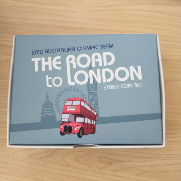 Australia 2012 Perth Mint Australia Post 60c The Road To London 1/2oz .999 Proof Silver Coin and Stamp Set
