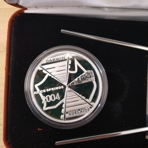 Australia 2004 Royal Australian Mint $5 Adelaide to Darwin AustralAsia Railway 1oz .999 Proof Silver Coin