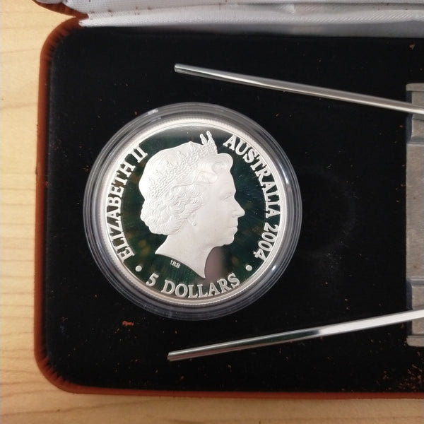 Australia 2004 Royal Australian Mint $5 Adelaide to Darwin AustralAsia Railway 1oz .999 Proof Silver Coin
