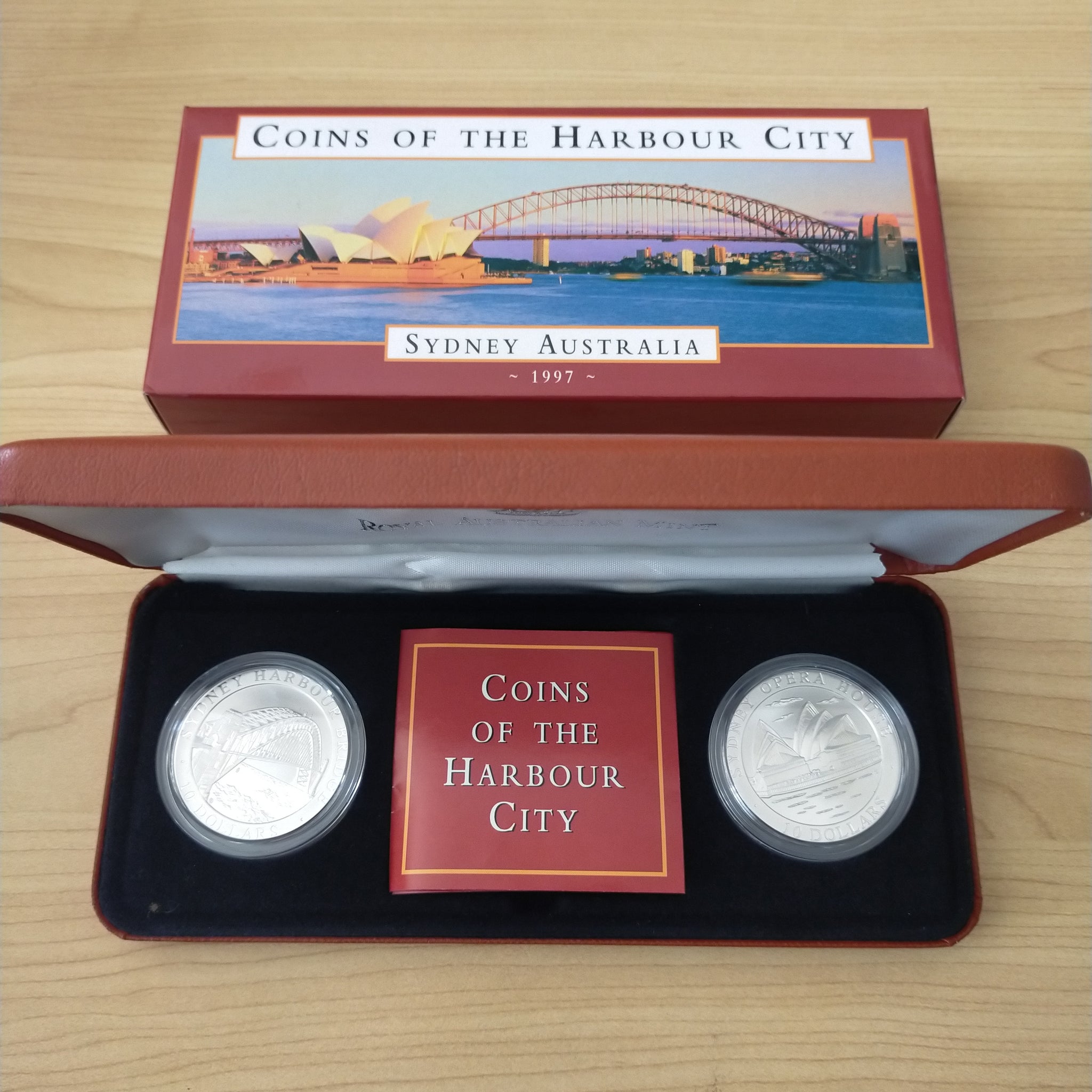 Australia 1997 Royal Australian Mint $10 Coins of the Harbour City Sydney Australia .999 Proof Silver Coin set of 2