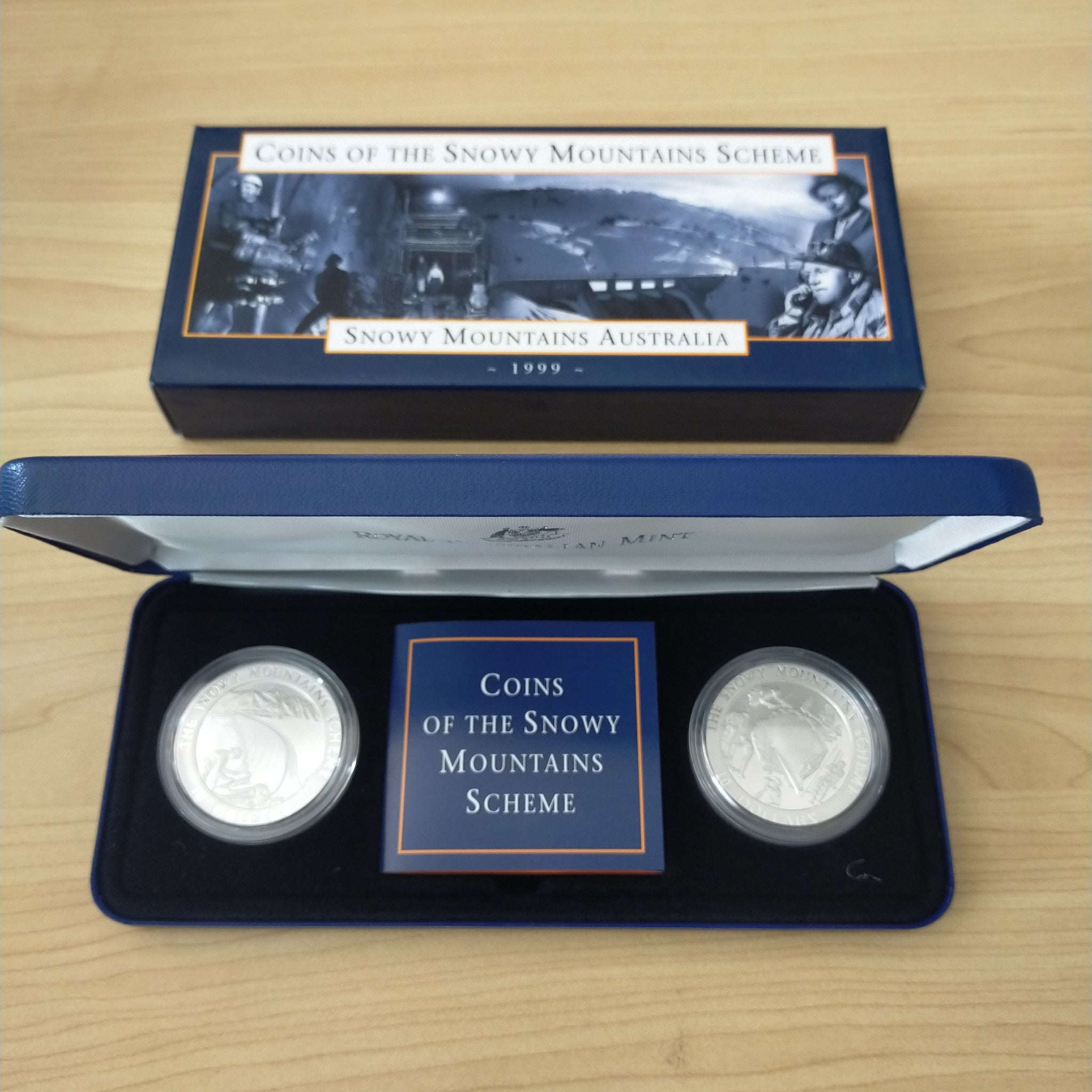 Australia 1999 Royal Australian Mint $10 Coins of the Snowy Mountains Scheme Snowy Mountains Australia 1oz .999 Proof Silver Coin set of 2