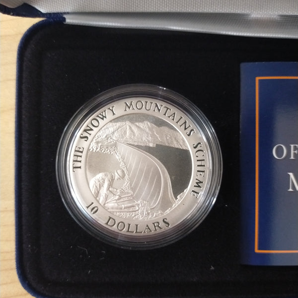Australia 1999 Royal Australian Mint $10 Coins of the Snowy Mountains Scheme Snowy Mountains Australia 1oz .999 Proof Silver Coin set of 2