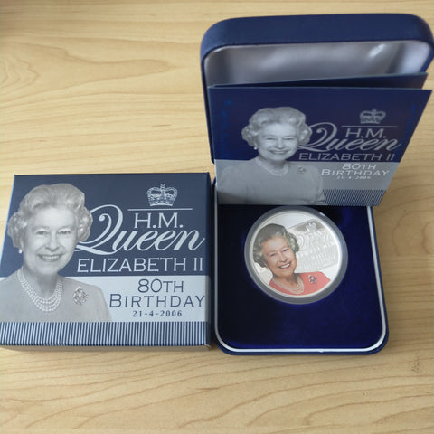Australia 2006 Perth Mint $1 H.M. Queen Elizabeth II 80th Birthday 1oz .999 Proof Silver Coin