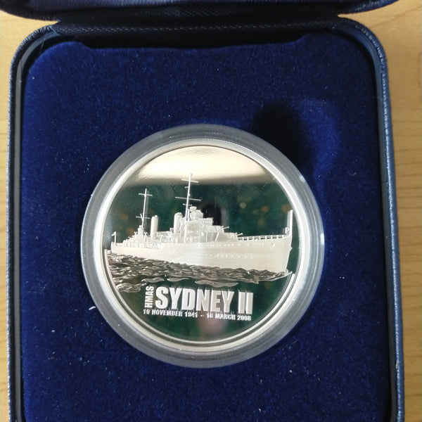 Australia 2008 Perth Mint $1 HMAS Sydney II 1oz .999 Proof Silver Coin