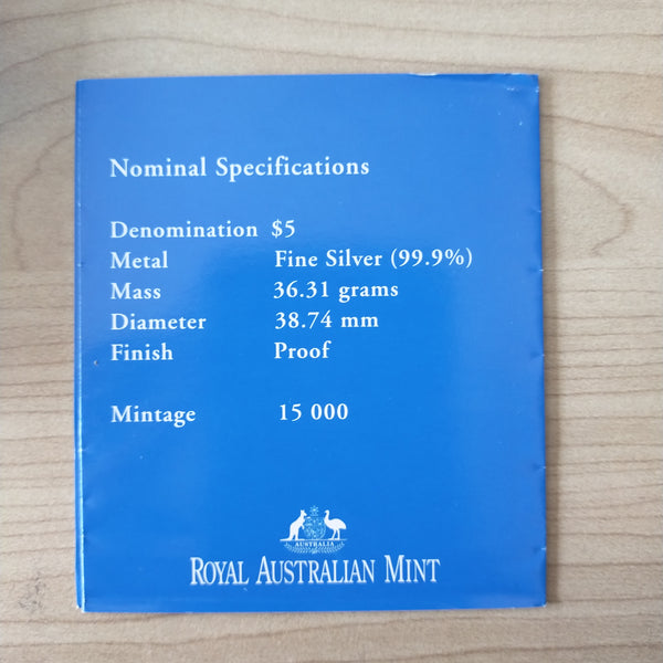 Australia 2002 Royal Australian Mint $5 XVII Commonwealth Games Manchester 1oz .999 Proof Silver Coin