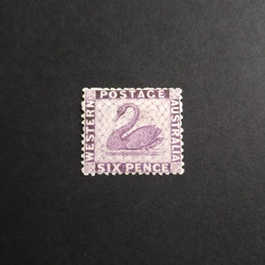 Western Australia SG 60 1875 6d Mauve Fine Swan Stamp Mint Lightly Hinged