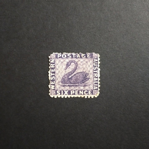 Western Australia SG 57 1865/75 6d Violet Swan Fine Mint Hinged Stamp