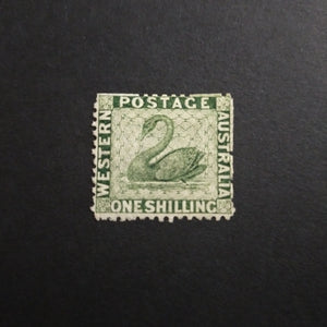Western Australia SG 62 1868 1/- Sage-Green Swan Stamp Mint Hinged With Part Gum