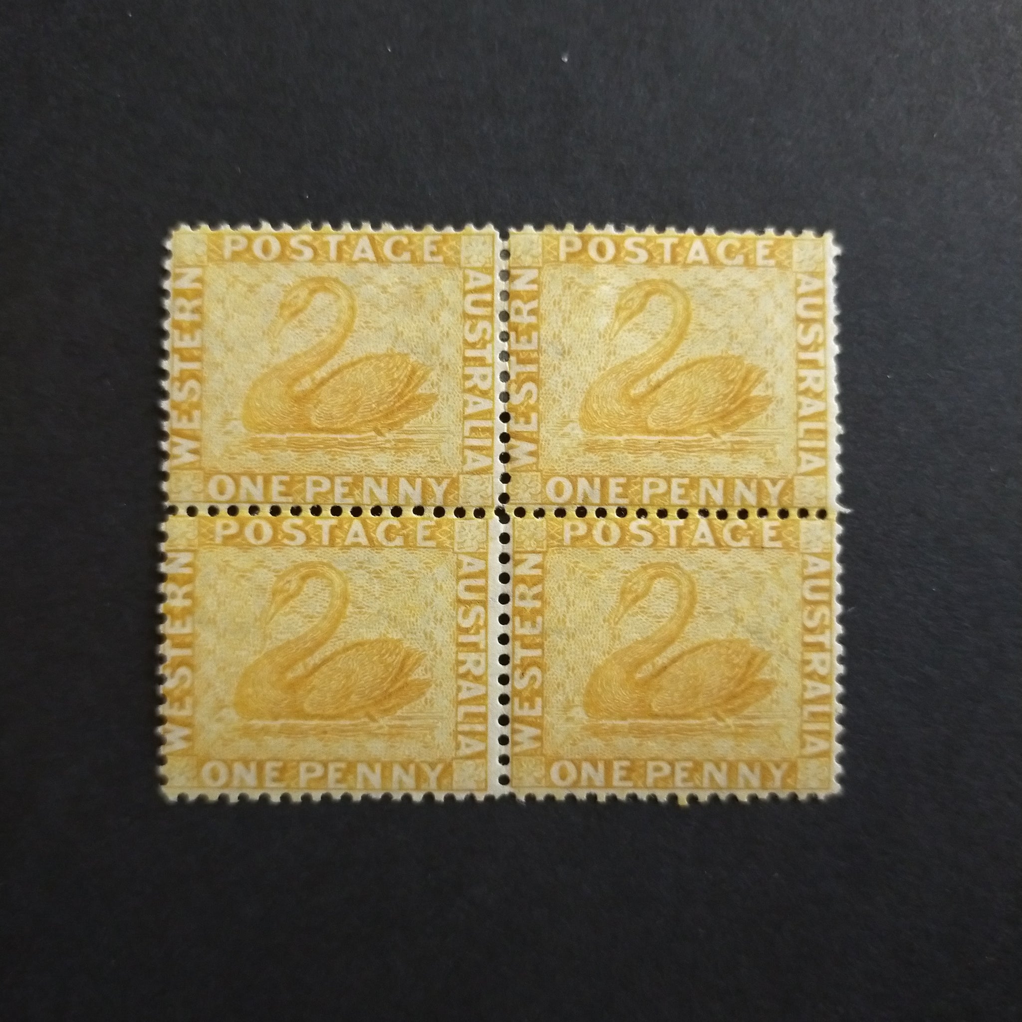 Western Australia SG 76 1882 Yellow-Ochre MUH/MLH Block of 4 Stamps
