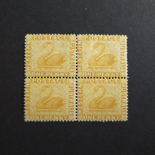 Western Australia SG 76 1882 Yellow-Ochre MUH/MLH Block of 4 Stamps
