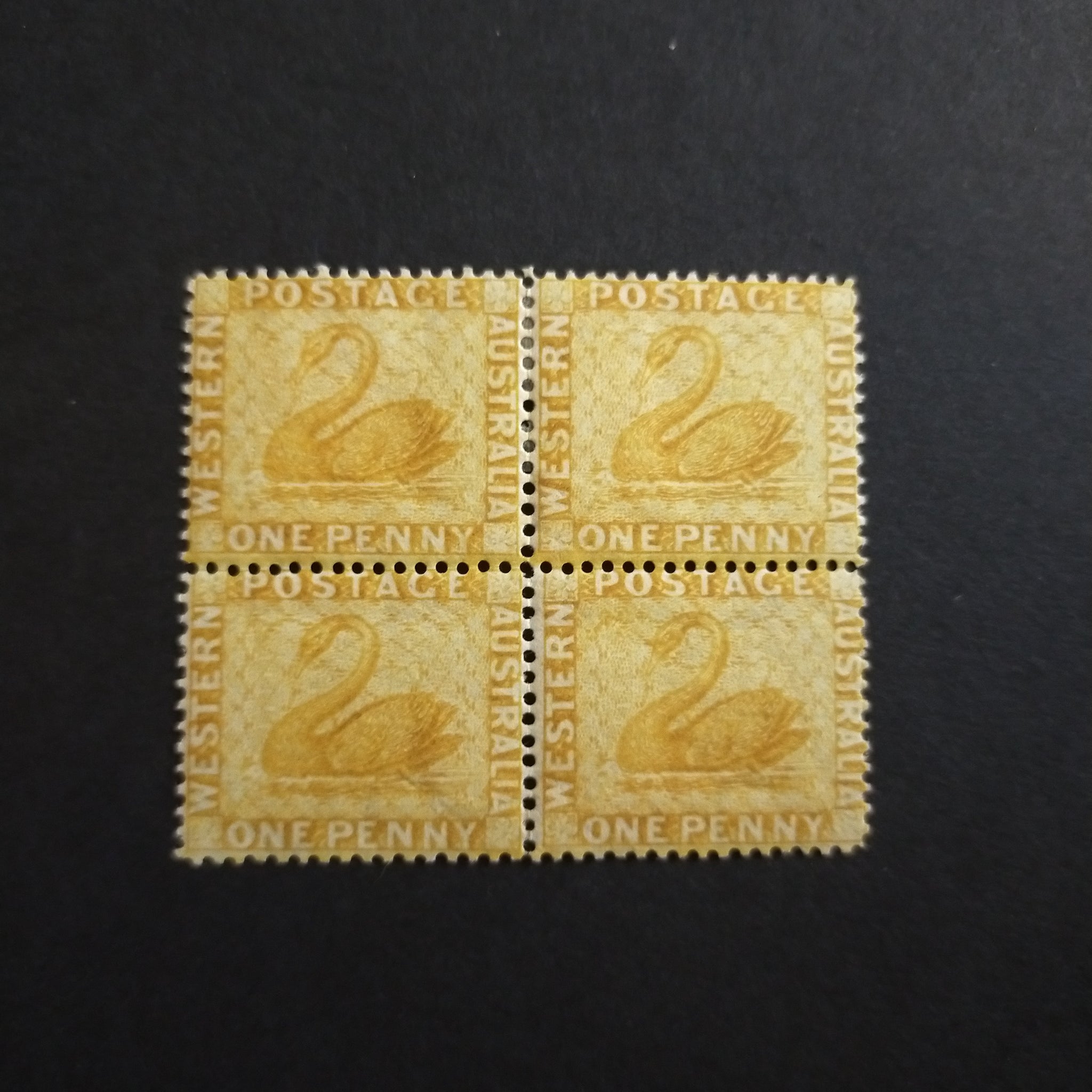 Western Australia SG 76 1882 1d Yellow-Ochre Block of 4 Stamps MLH/MH
