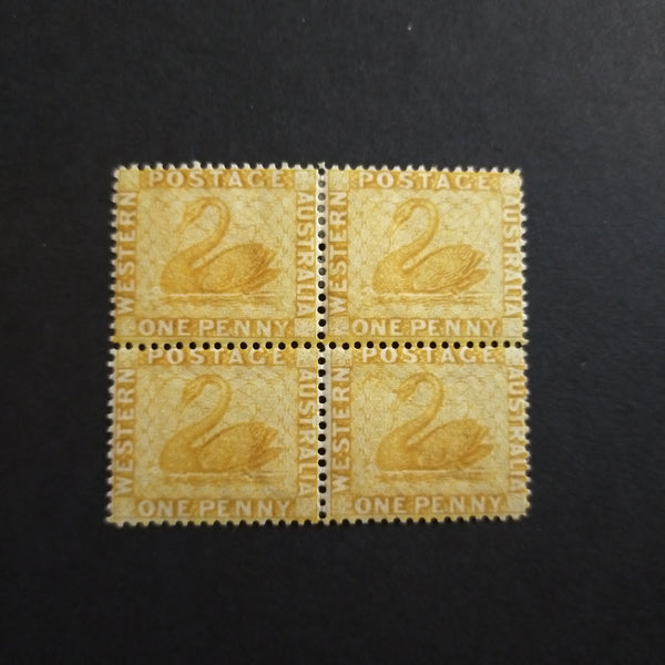 Western Australia SG 76 1882 1d Yellow-Ochre Block of 4 Stamps MLH/MH