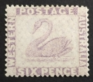 Western Australia WA 1884 SG80 6d Pale Lilac Swan Mint Lightly Hinged