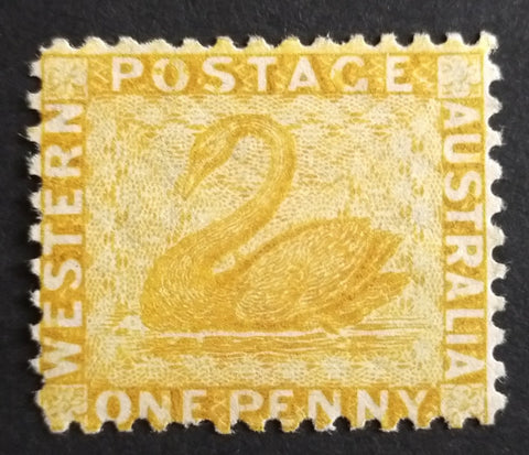 WA Western Australia Australian States 1883 SG82w 1d Yellow-Ochre With Crown To Right of CA Watermark MLH