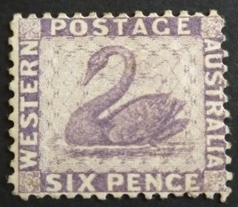 Western Australia 1883 SG85 6d Lilac Mint Lightly Hinged Minute Natural Paper Thin