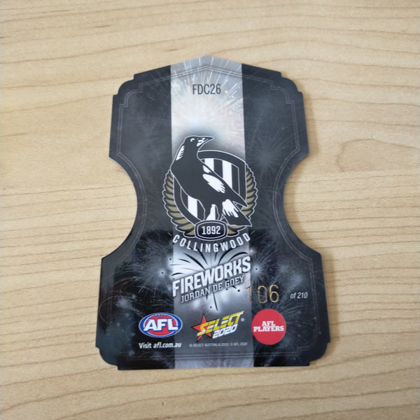 2020 Select Footy Stars Fireworks Jordan De Goey Collingwood No. 106/210