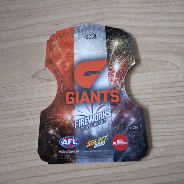 2020 Select Footy Stars Fireworks Toby Greene GWS Giants No. 033/210