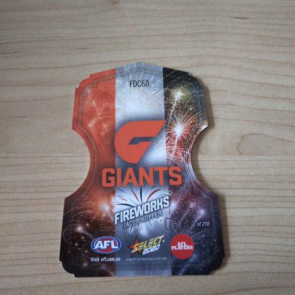2020 Select Footy Stars Fireworks Jacob Hopper GWS Giants No. 033/210