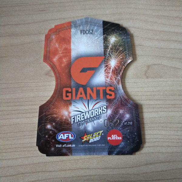 2020 Select Footy Stars Fireworks Tim Taranto GWS Giants No. 052/210