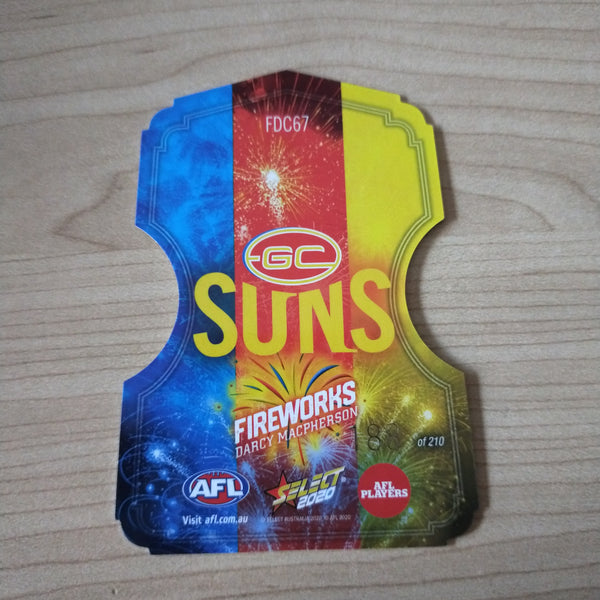 2020 Select Footy Stars Fireworks Darcy MacPherson Gold Coast Suns No. 188/210