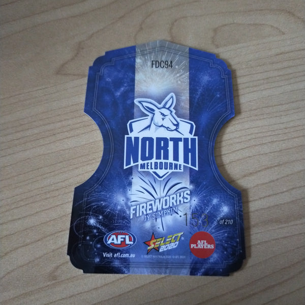 2020 Select Footy Stars Fireworks Jy Simpkin North Melbourne No. 153/210