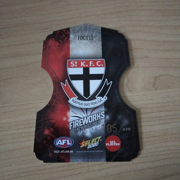 2020 Select Footy Stars Fireworks Jack Billings St Kilda No. 185/210