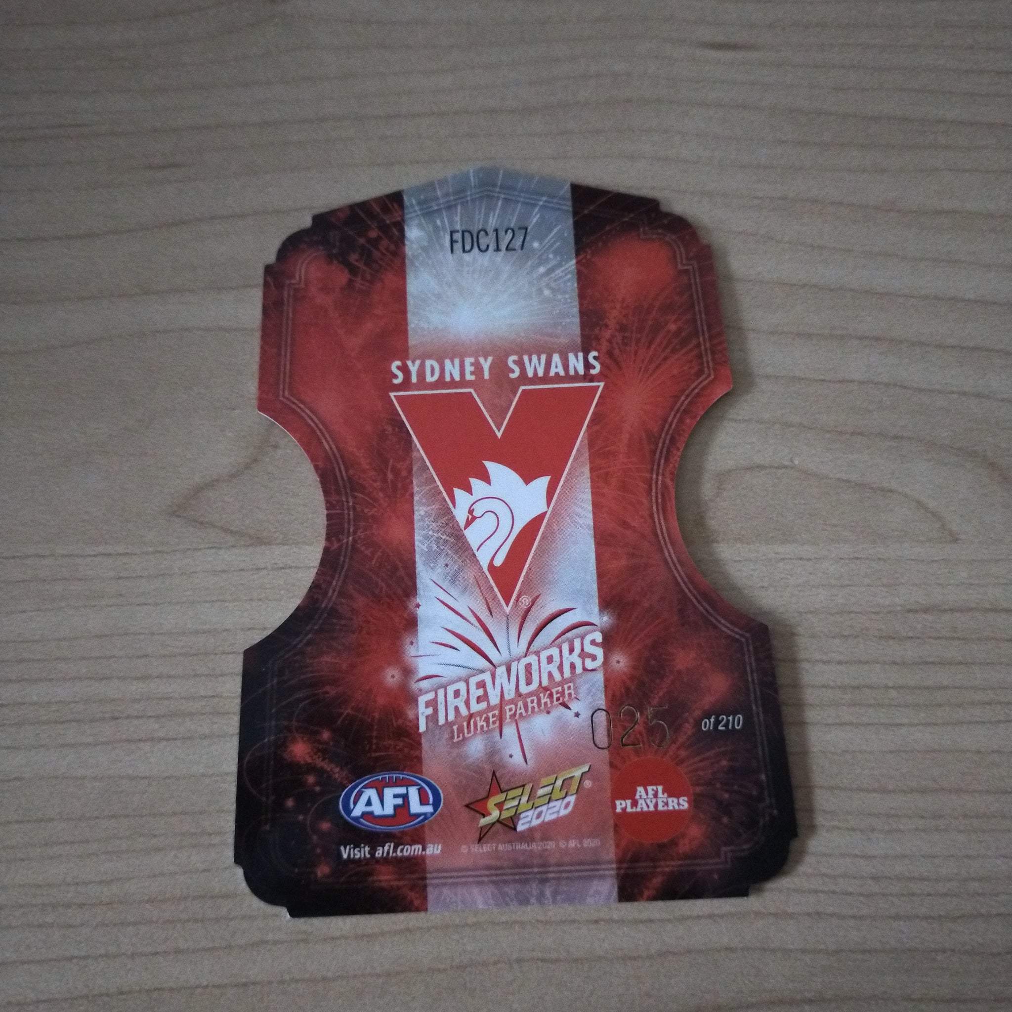 2020 Select Footy Stars Fireworks Luke Parker Sydney No. 025/210