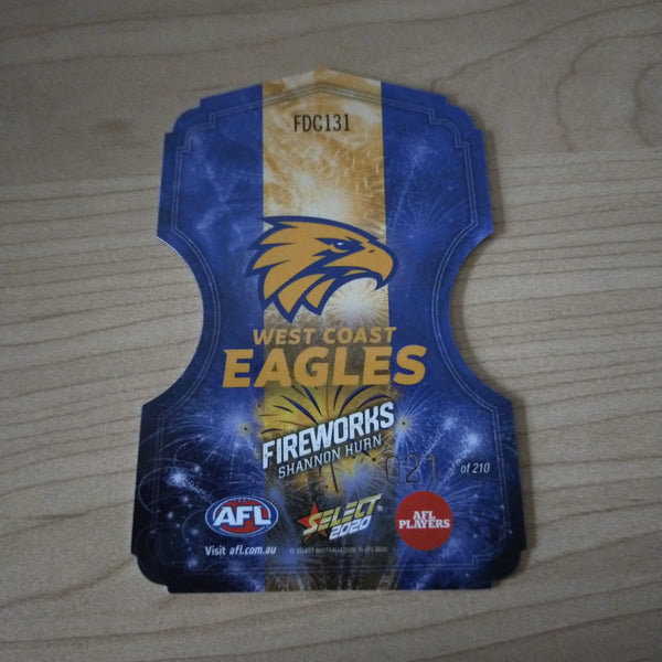 2020 Select Footy Stars Fireworks Shannon Hurn West Coast No. 021/210