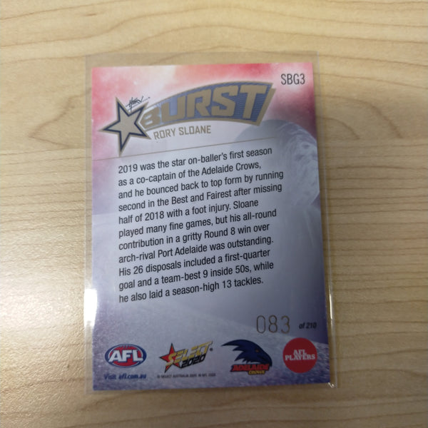 2020 Select Footy Stars Galactic Starburst Adelaide Rory Sloane No. 083/210