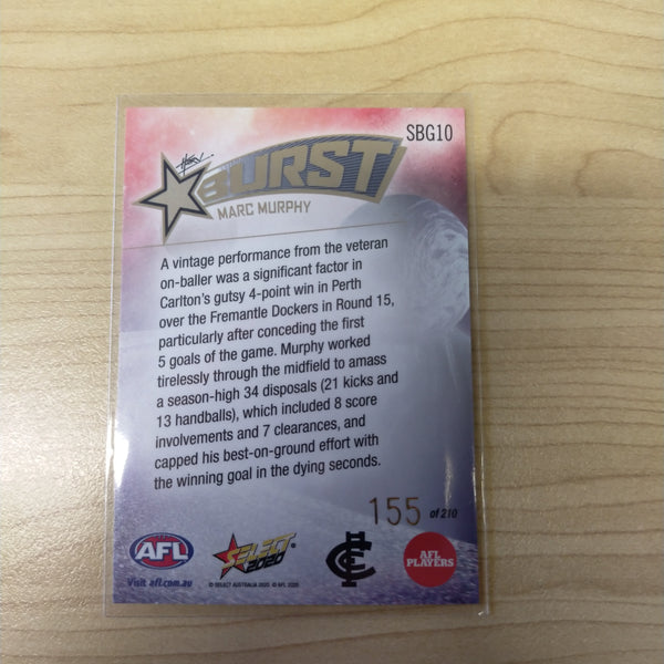 2020 Select Footy Stars Galactic Starburst Carlton Marc Murphy No. 155/210