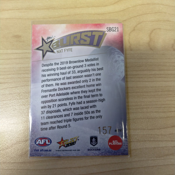 2020 Select Footy Stars Galactic Starburst Fremantle Nat Fyfe No. 157/210