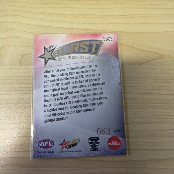 2020 Select Footy Stars Galactic Starburst Geelong Charlie Constable No. 063/210