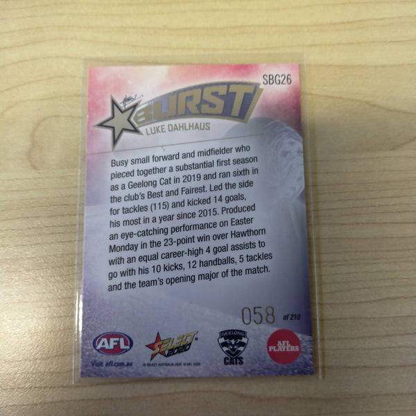 2020 Select Footy Stars Galactic Starburst Geelong Luke Dahlhaus No. 058/210