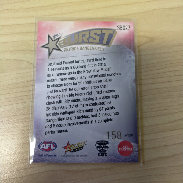 2020 Select Footy Stars Galactic Starburst Geelong Patrick Dangerfield No. 158/210