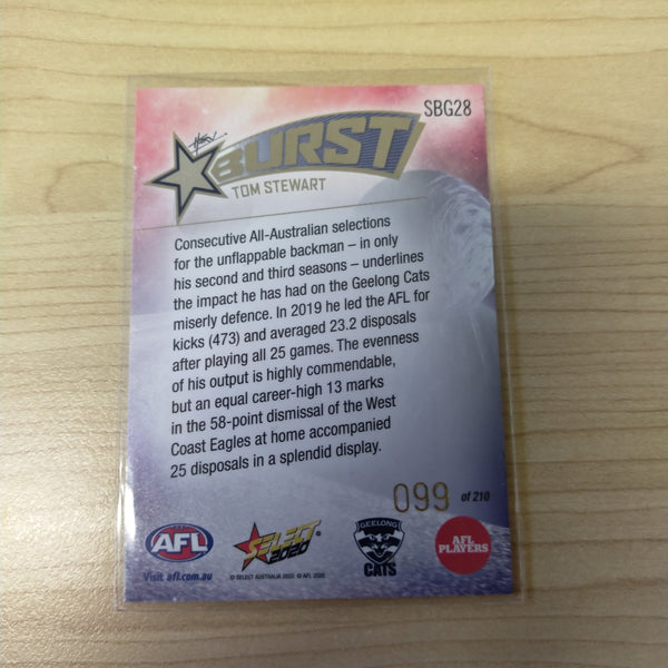 2020 Select Footy Stars Galactic Starburst Geelong Tom Stewart No. 099/210