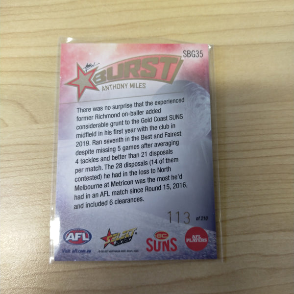 2020 Select Footy Stars Galactic Starburst Gold Coast Suns Anthony Miles No. 113/210