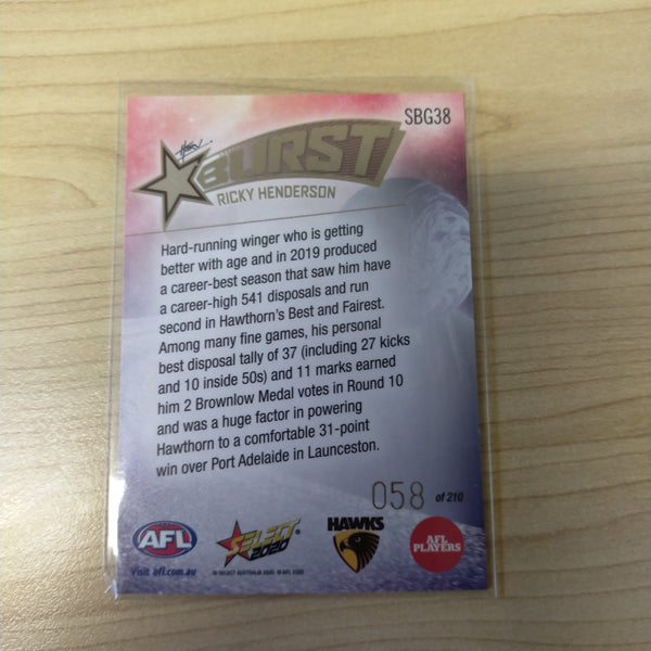 2020 Select Footy Stars Galactic Starburst Hawthorn Ricky Henderson No. 058/210