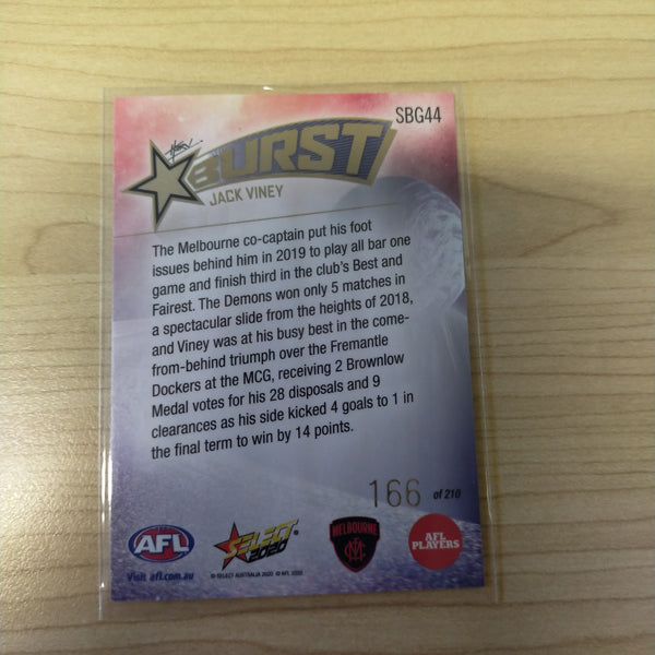 2020 Select Footy Stars Galactic Starburst Melbourne Jack Viney No. 166/210