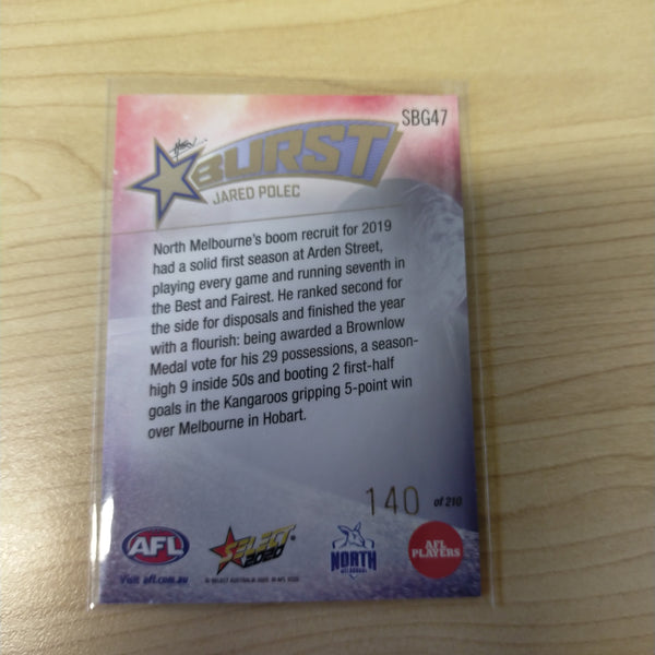 2020 Select Footy Stars Galactic Starburst North Melbourne Jared Polec No. 140/210