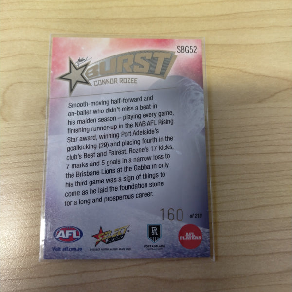 2020 Select Footy Stars Galactic Starburst Port Adelaide Connor Rozee No. 160/210