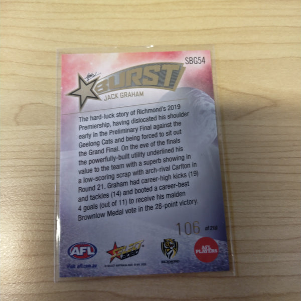 2020 Select Footy Stars Galactic Starburst Richmond Jack Graham No. 106/210