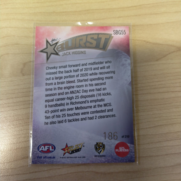 2020 Select Footy Stars Galactic Starburst Richmond Jack Higgins No. 186/210
