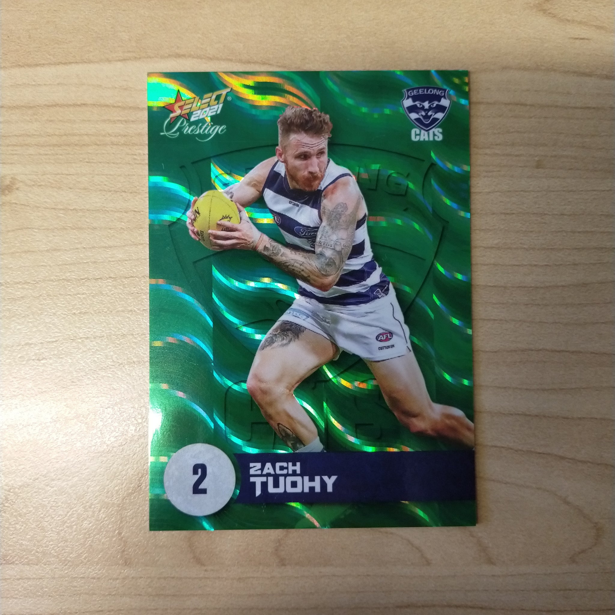 2021 AFL Select Prestige Green Parallel Zach Tuohy Geelong No.22/60