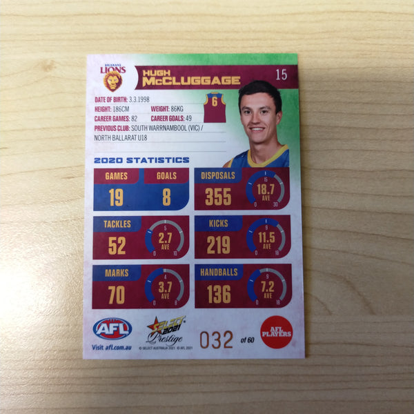 2021 AFL Select Prestige Green Parallel Hugh McCluggage Brisbane No.32/60