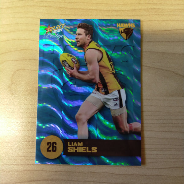 2021 AFL Select Prestige Blue Parallel Liam Shiels Hawthorn No.36/125