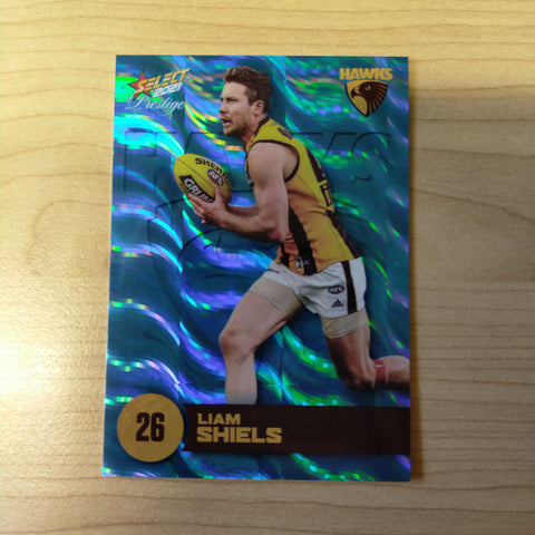 2021 AFL Select Prestige Blue Parallel Liam Shiels Hawthorn No.36/125