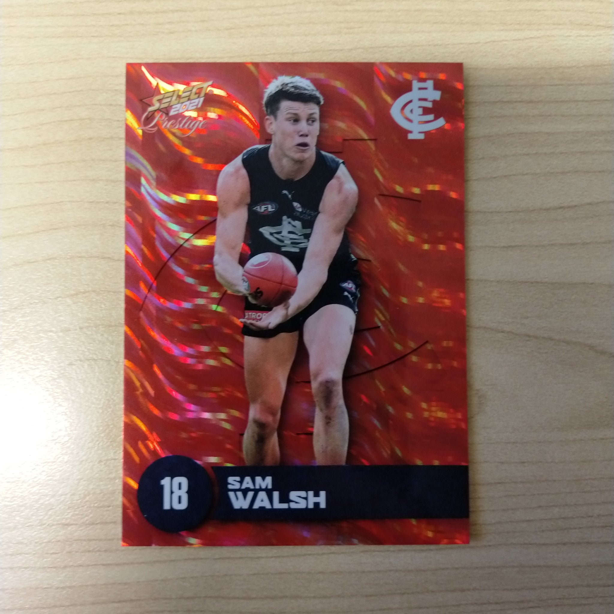 2021 AFL Select Prestige Red Parallel Sam Walsh Carlton No.144/210