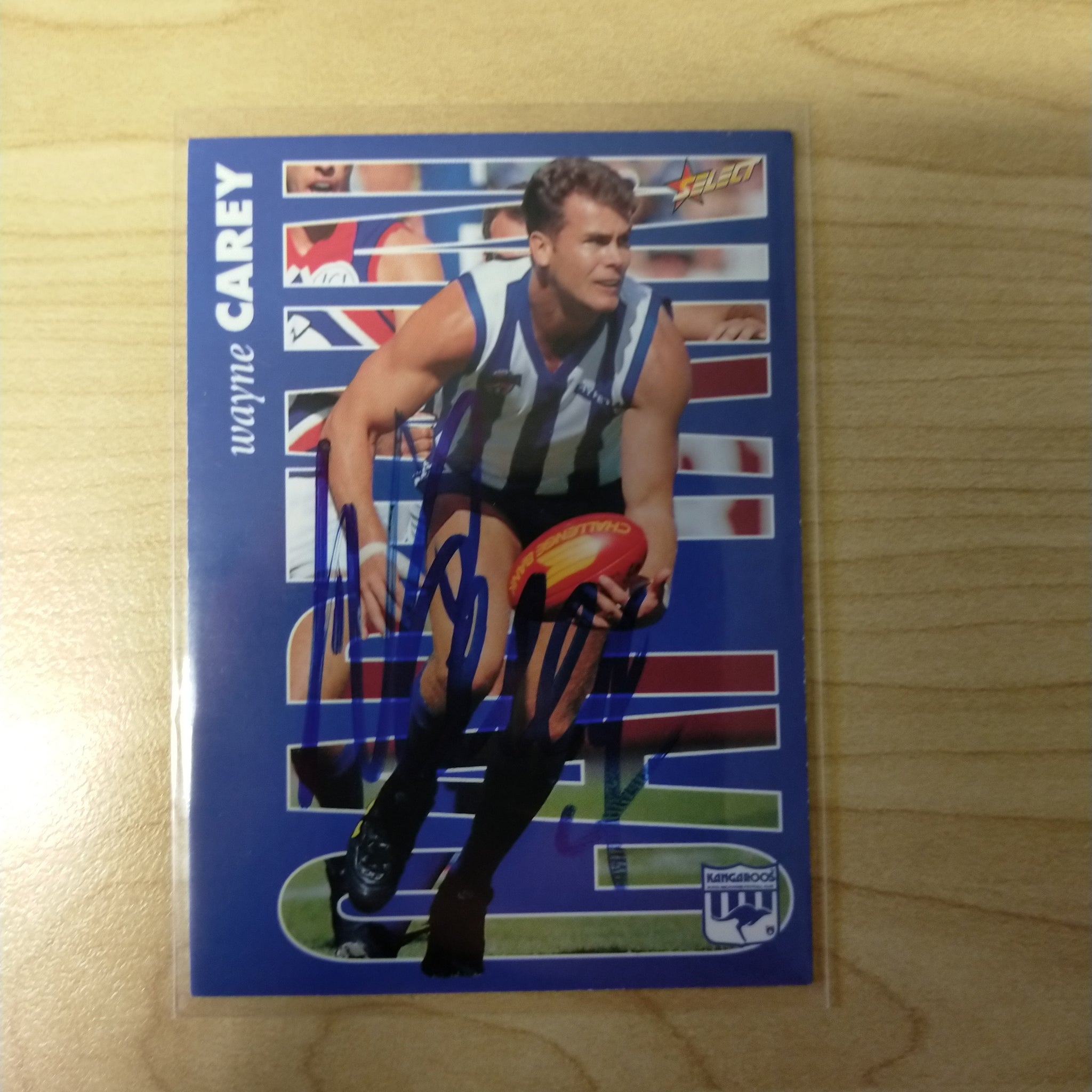 1996 Select AFL Centenary AFLPA Captain Wayne Carey North Melbourne No.298 Hand Signed Card