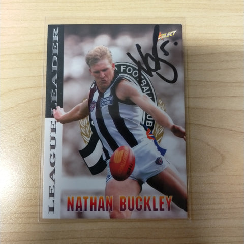1996 Select AFL Centenary AFLPA League Leader Nathan Buckley Collingwood No.336 Hand Signed Card
