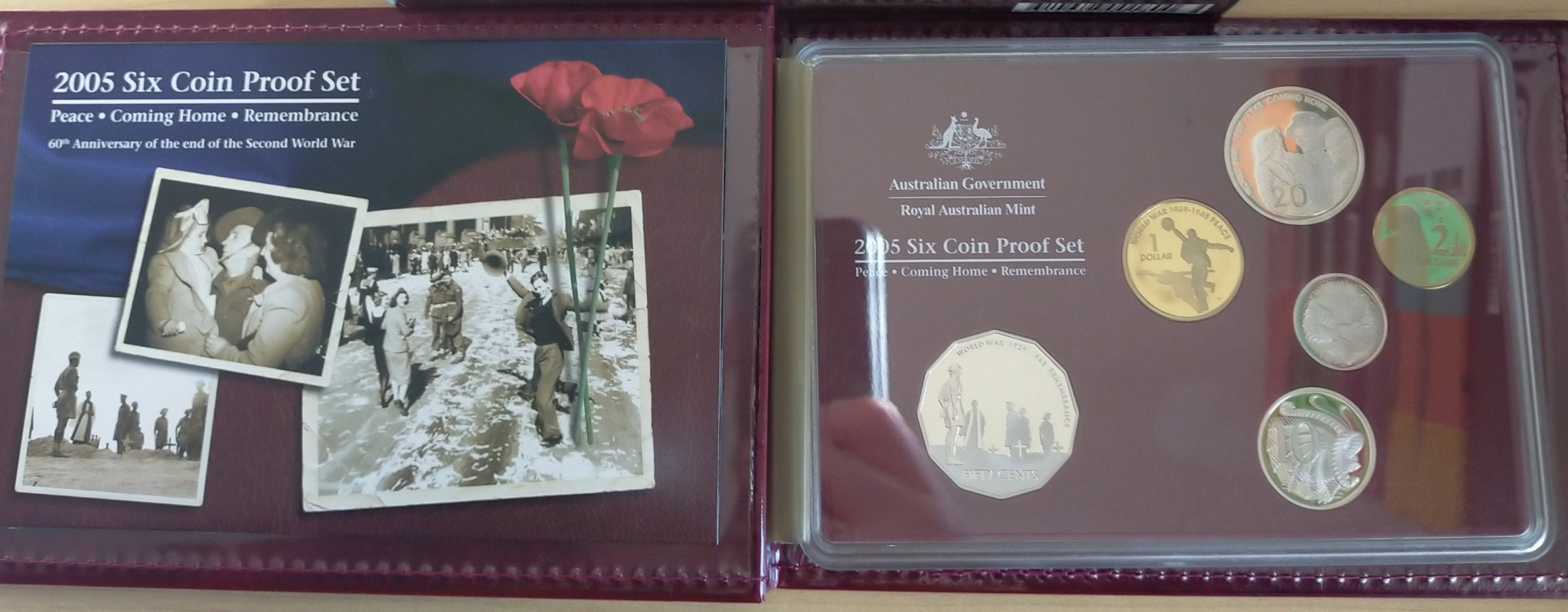 Australia 2005 Royal Australian Mint Sixtieth Anniversary End of WWII proof set no outer box